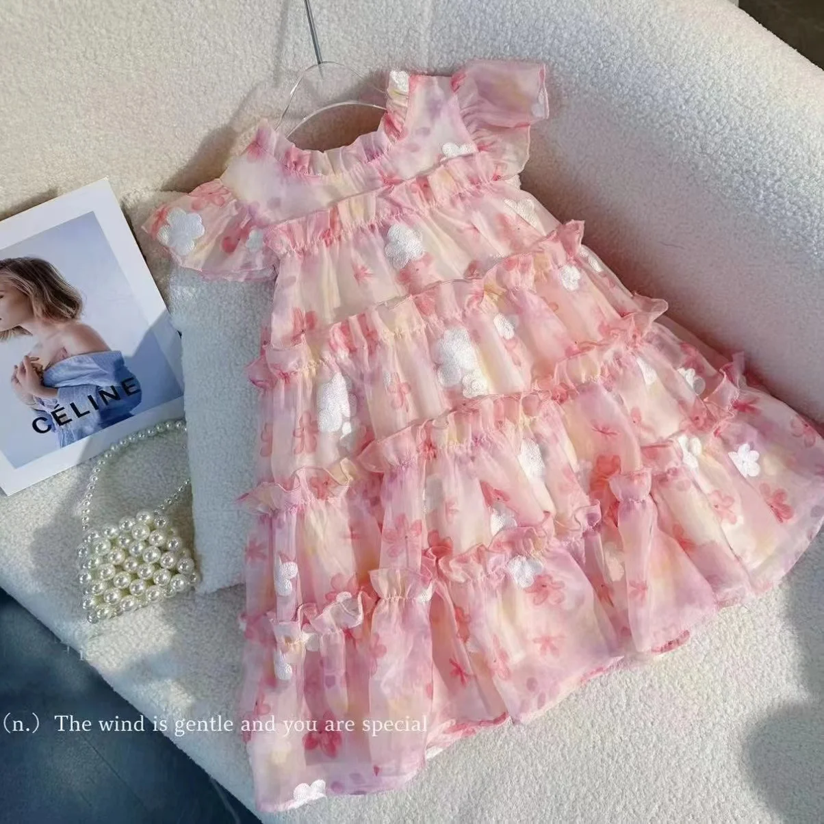 

Girl's Sleeveless Dress Korean New Children's Fragmented Flower Dress Girl's Chiffon Summer Dress Sweet Princess Dress