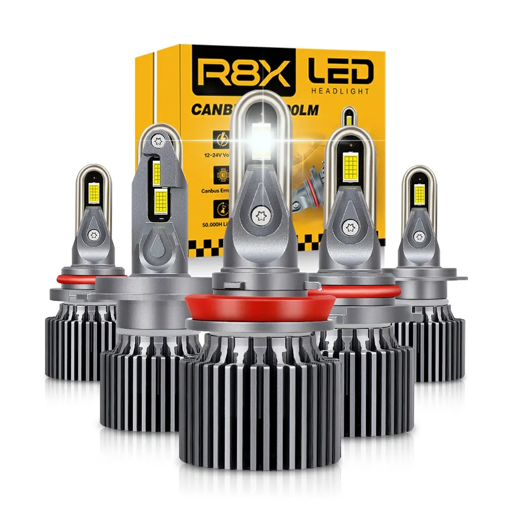 

R8X H7 Светодиодные лампы для фар H1 H4 H8 H11 9005 HB3 9006 HB4 880 881 Супер яркие 2 медная трубки Светодиодная лампа высокой мощности 12 В