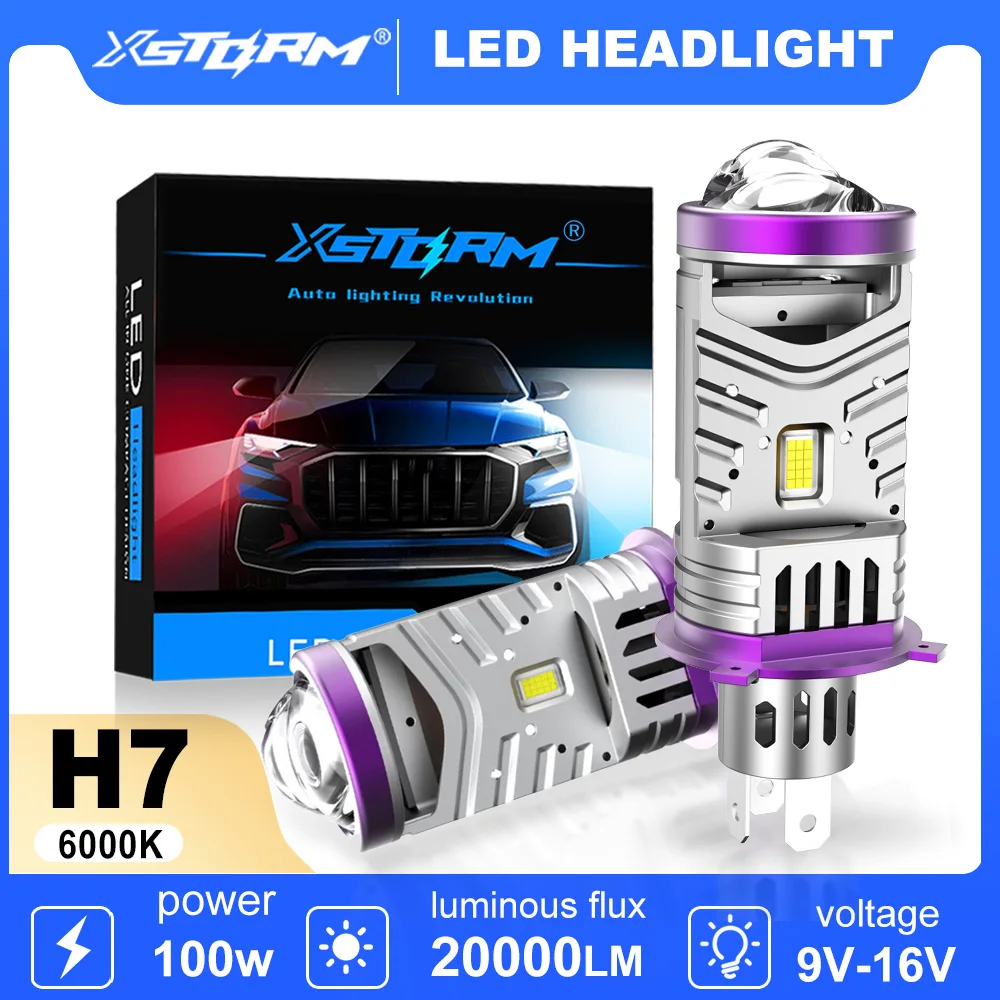 

XSTORM H4 Светодиодная фара с объективом проектора Canbus H7 Светодиодная фара 100 Вт 30000LM Турболампы Plug Play Двойной мотоцикл Hi/Low Beam