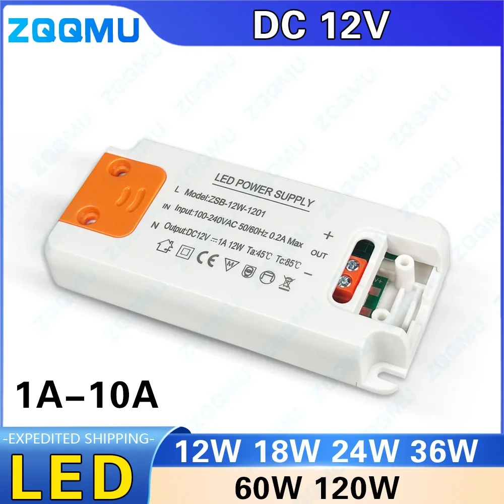 LED Driver 120W 60W 36W 24W 18W 12W 1A 2A 3A 5A 10A Power Supply for DC 12V LED Strip Lights Lighting Adapter Waterproof