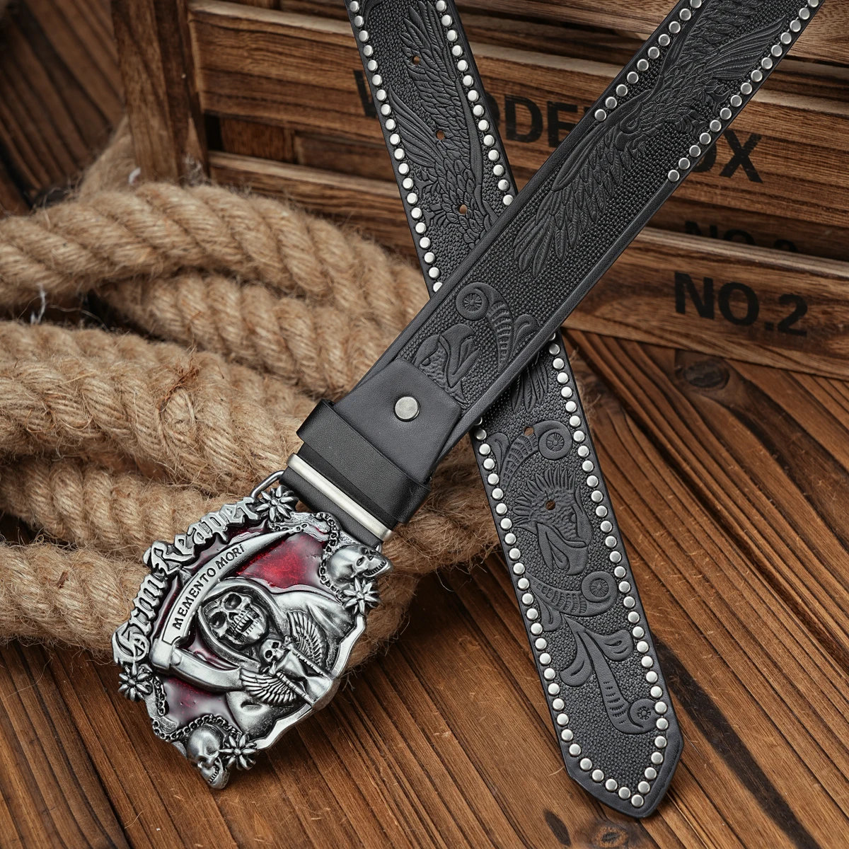 Men & Women-Western-Cowboy-PU Leather-Belts - Vintage horse Belt Floral Engraved Buckle Belt for Jeans