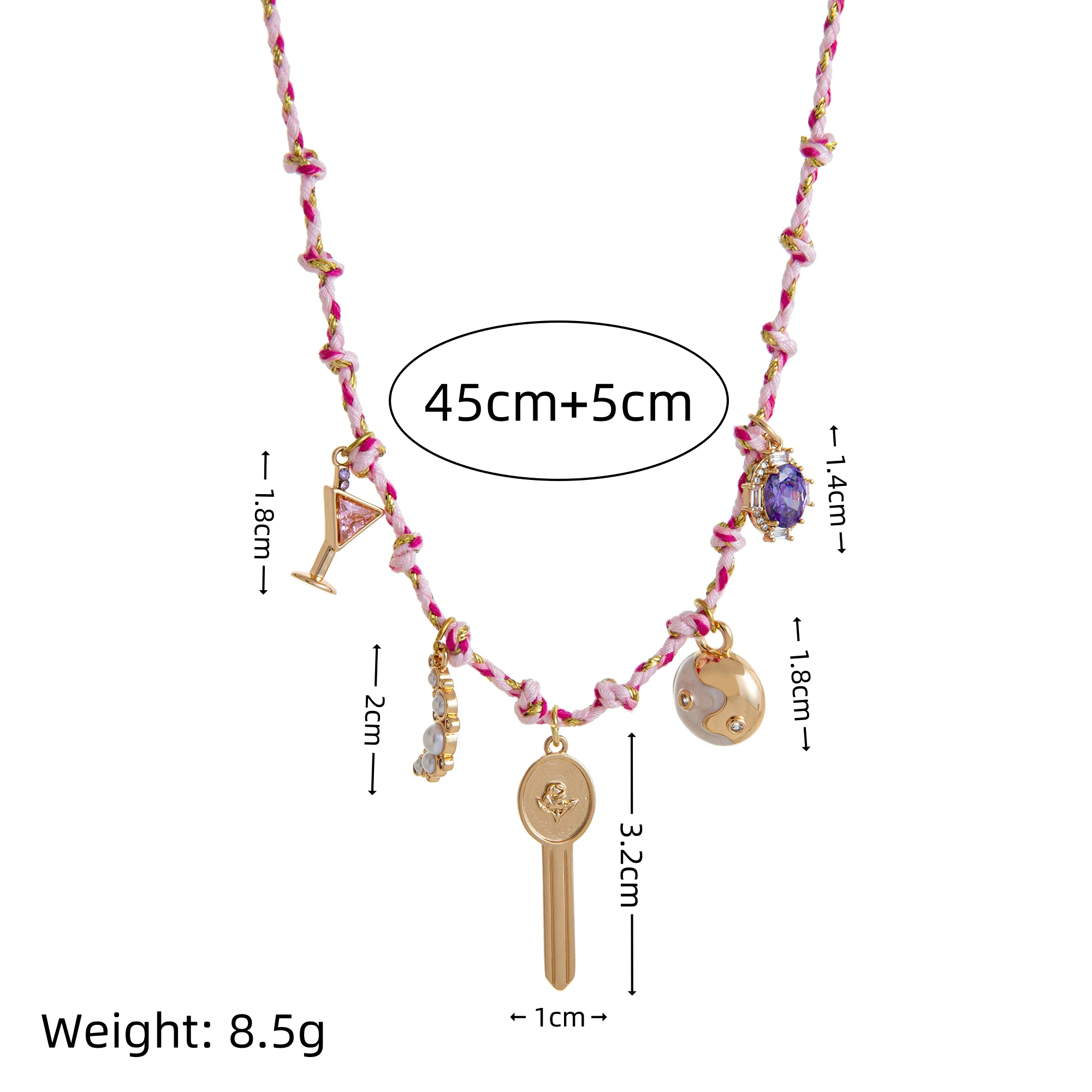 Fashion Trend Dopamine Bow Fruit Love Moon Multi Pendant Necklace Stylish Accessory for Women - Image 4