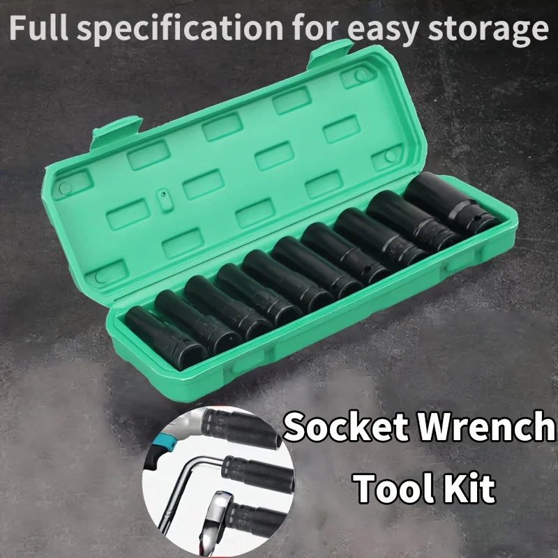 Set of 10pcs of 8-24Mm Sleeves - Robust Sleeve Bits Designed for Automotive And Household Repairs, Featuring a Premium Storage Case, a Strong Drilling Tool, And a Non-Magnetic Combined Sleeve Head