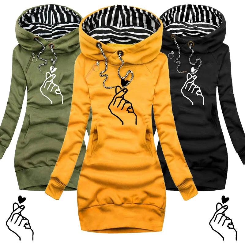 Dames Trui Jurk Lange Mouw Hoodie Jurk Herfst Winter Casual Slanke Trui Hoodies Jurk