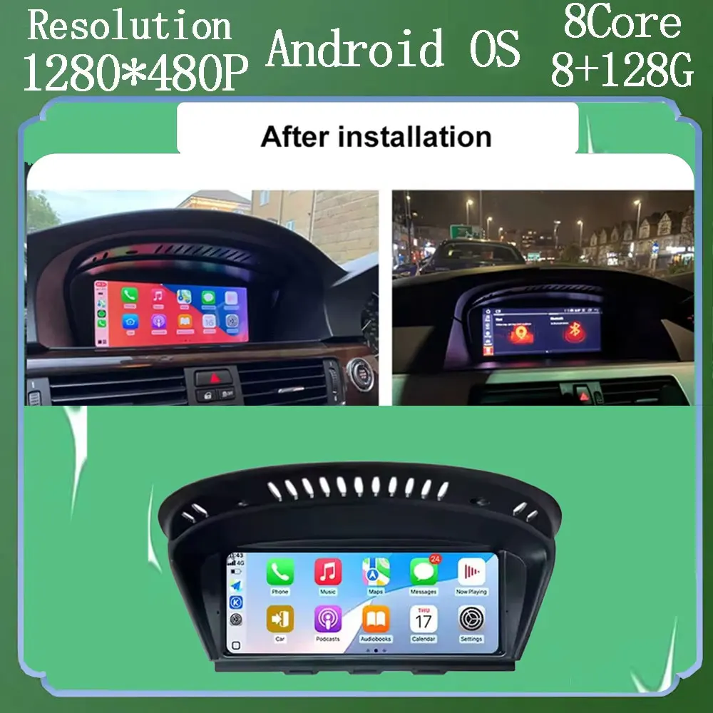 For BMW 5/3 Series E60 E61 E62 E63 E90 E91 E92 E93 CCC/CIC Wireless CarPlay Android 14 Auto Car Multimedia Radio GPS 4G+WIFI