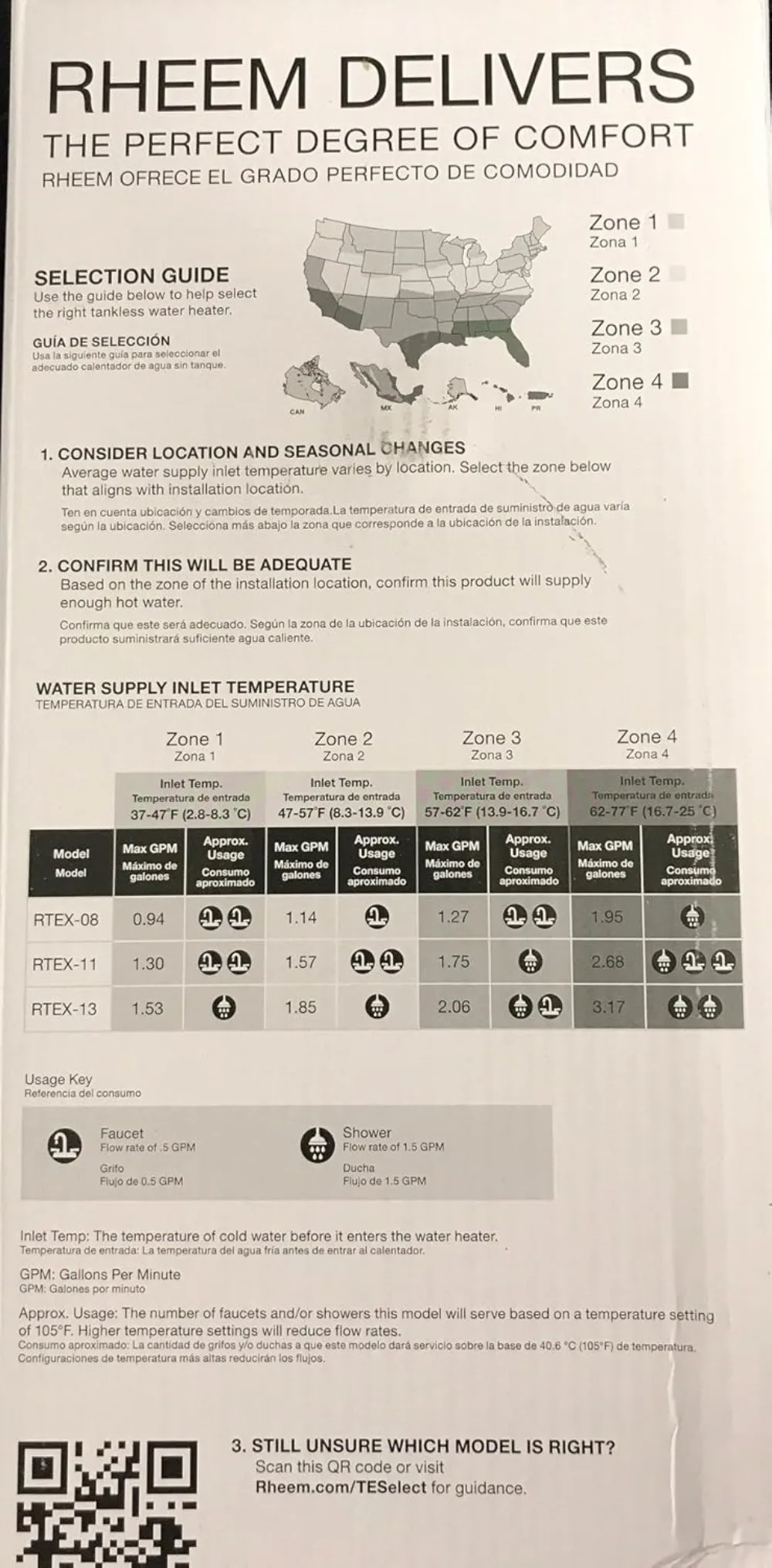 غرفة تسخين ريم 240 فولت RTEX-13 سخان مياه سكني بدون خزان، رمادي