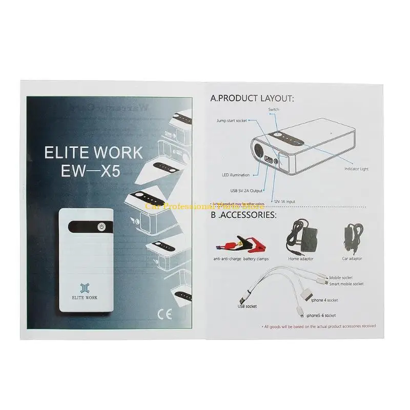 

R53D Emergency Car Battery Jump Starter 12V 20000mAh for Cellphone Tablet