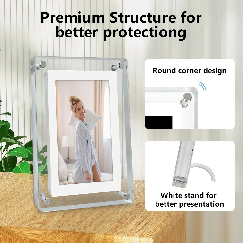 5 Inch Acrylic Digital Photo Frame 1200mAh Vertical Display IPS Screen 4G Memory Battery Porta Retrato digital picture frame