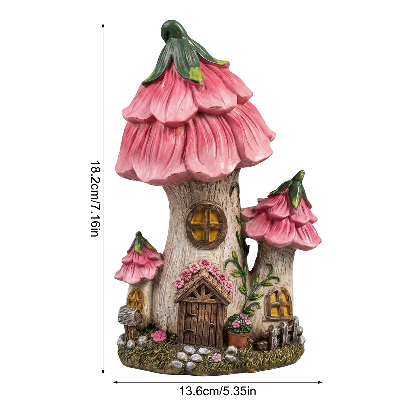 Resin Mushroom House Ornament Fairy Tale Forest Micro-Landscape Statues & Sculptures Outdoor Garden Courtyard Decoration