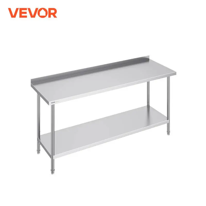 VEVOR 24 x 72 x 36 Inch Stainless Steel Work Table Commercial Food Prep Worktable Heavy Duty Prep Worktable Metal Work Table