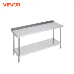 VEVOR 24 x 72 x 36 Inch Stainless Steel Work Table Commercial Food Prep Worktable Heavy Duty Prep Worktable Metal Work Table