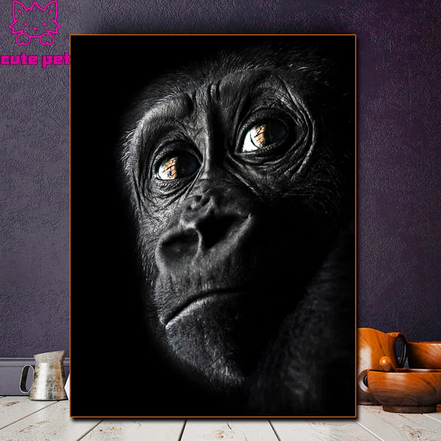 5D DIY Diamond Painting cross stitch Animal orangutan full square round diamond mosaic embroidery rhinestone monkey decor puzzle