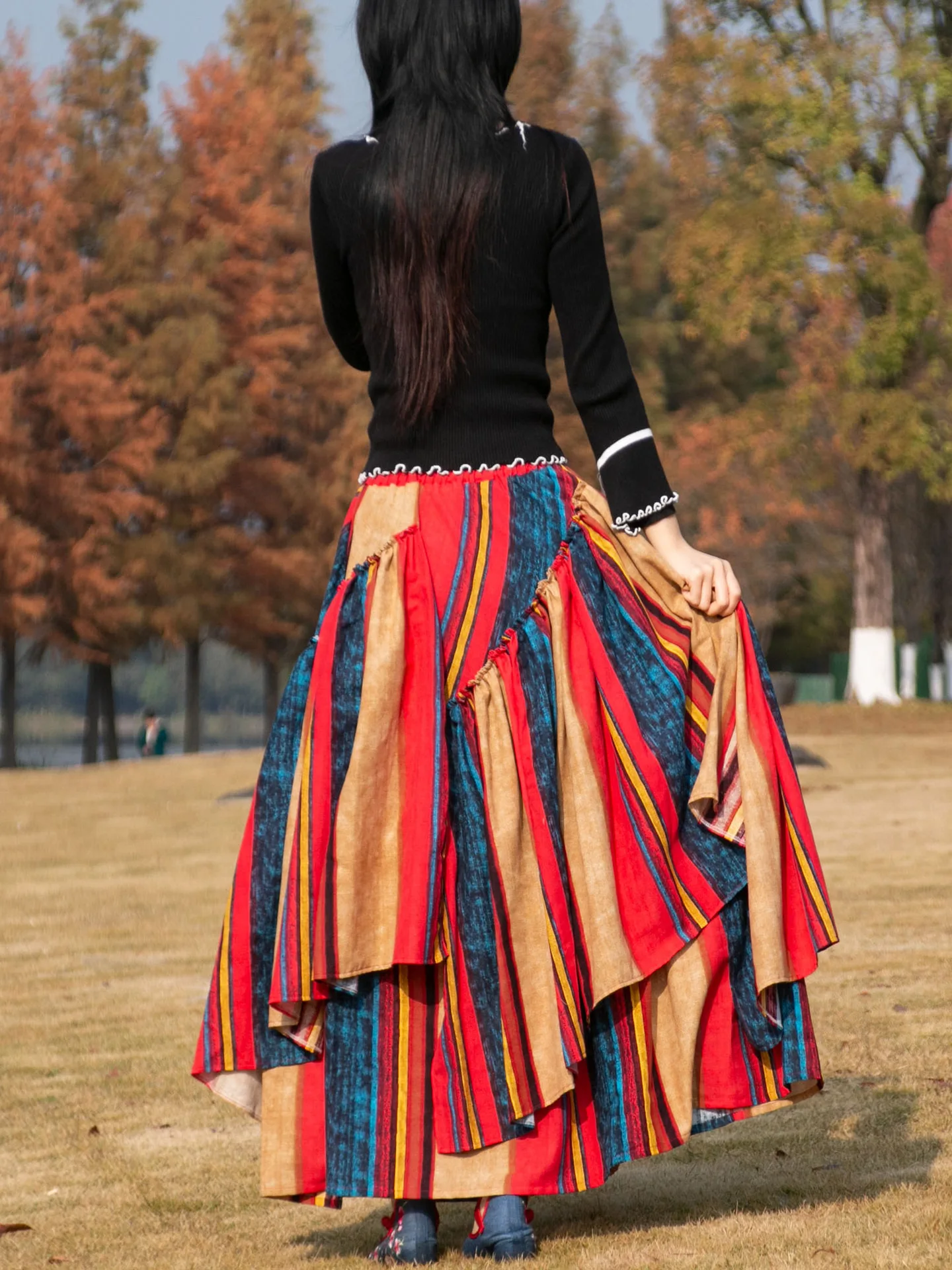 TIYIHAILEY-Women's Long Maxi Skirt, Elastic Waist, Cotton Linen, Rainbow Irregular, Autumn Winter S-2XL Ladies Skirts 2026 New