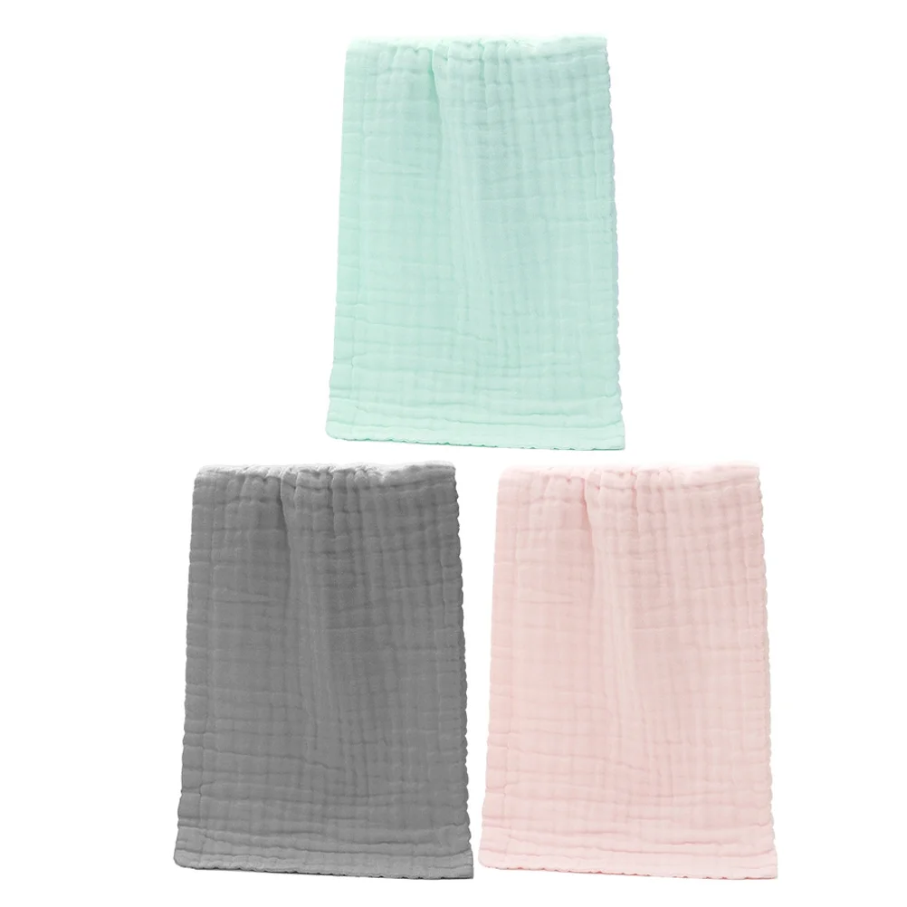 

3Pcs Adorable Muslin Baby Washcloths Newborns Bath Towel Wiping Sweat Drool Burp Cloth Fun Colors Baby Washcloths