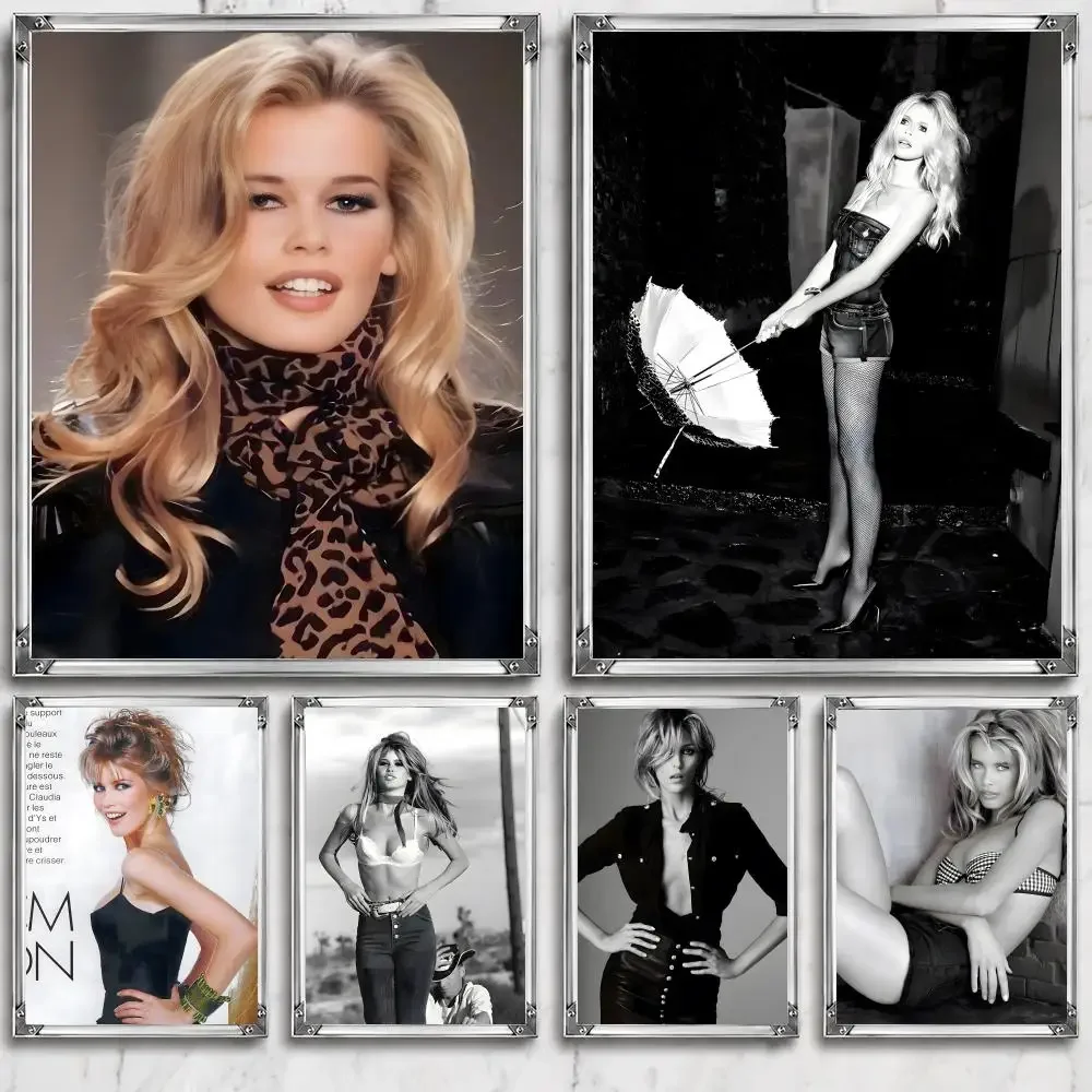Póster autoadhesivo de C-Claudia S-Schiffer, decoración de pared, impermeable, extraíble, para dormitorio, sala de estar, bar, regalo