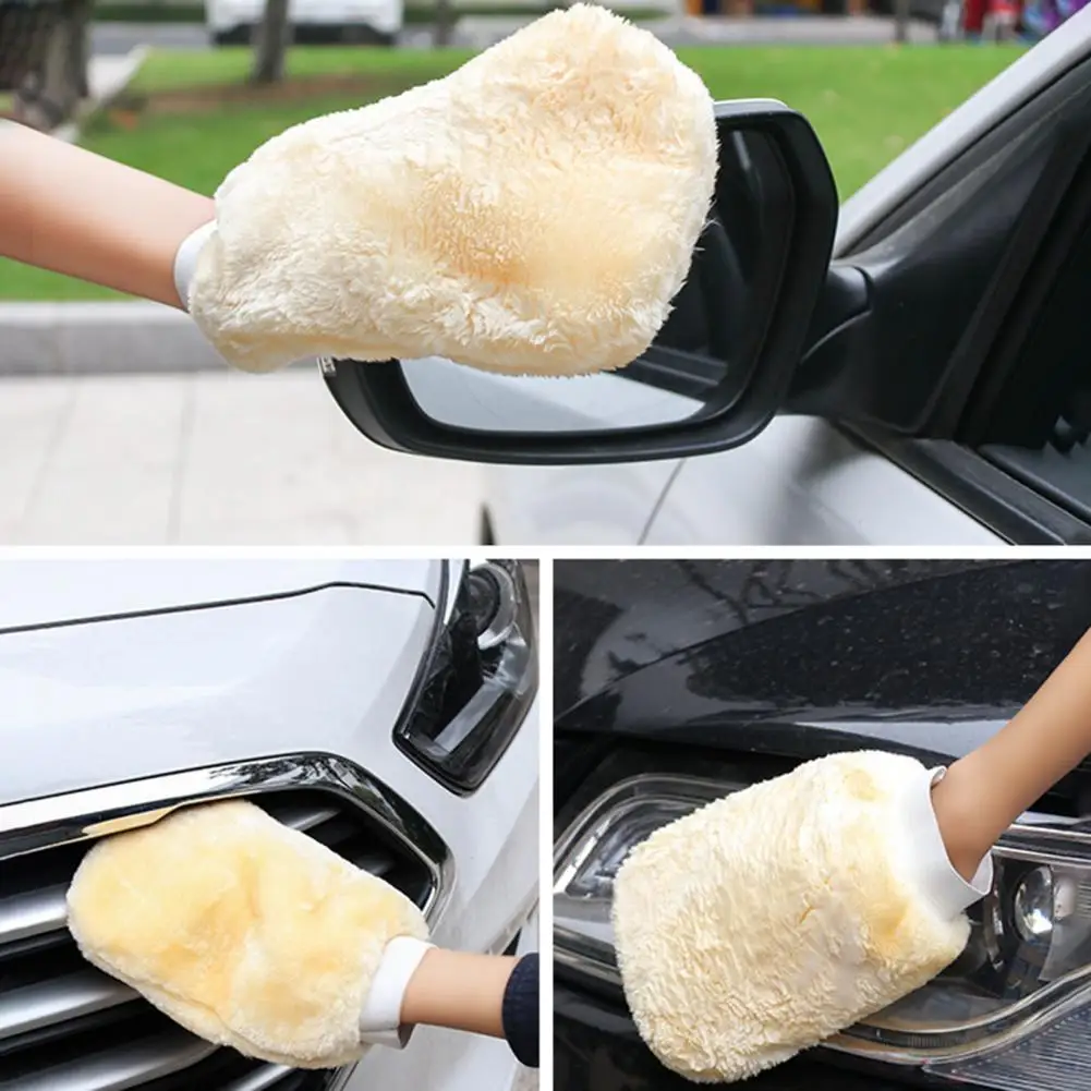 Car Wash Mitt 1Pc Excellent Lint-free Reusable  Automobile Cleaning Artificial Wool Wash Mitt for Automobile