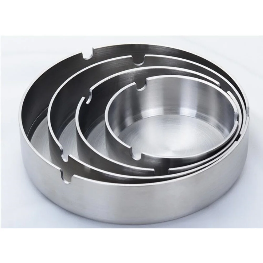 Wholesale 100pcs Top Quality Fashionable Round Ashtray Metal Funny Ash Tray Creative Stainless Steel Ashtray