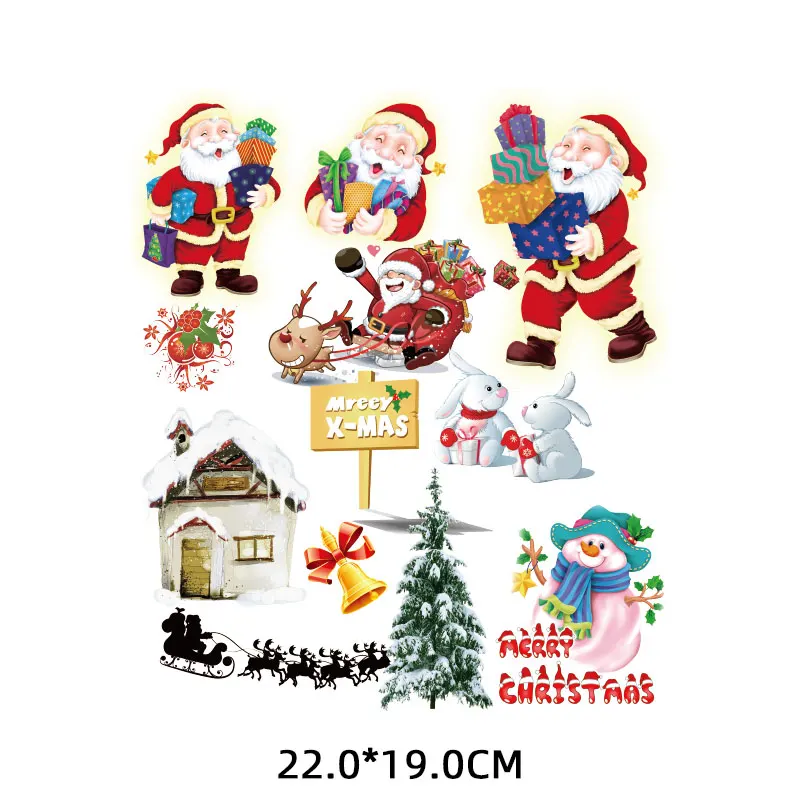 Christmas Tree Patches on Clothes Cartoon Cute Santa Claus Iron-on Transfer for Clothing Thermoadhesive Stickers Gnome Elk Patch