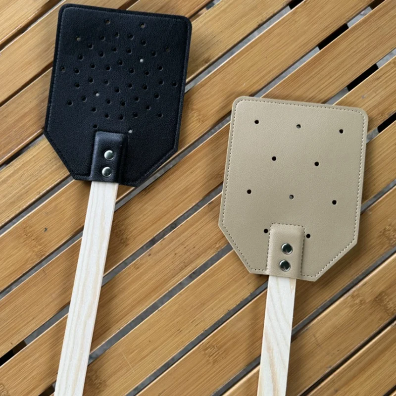 Holzstab Griff Mücken klatsche manuelle Fliegen klatsche Pu Leder Mücken klatsche