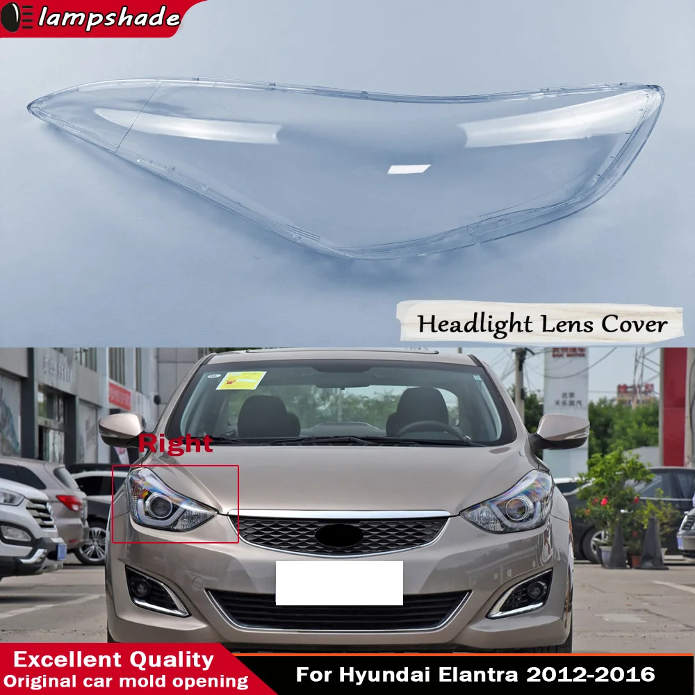 Transparent Headlamp Lamp Shell Lens Headlight Cover Plexiglass Replace Original Lampshade For Hyundai Elantra 2012 - 2016