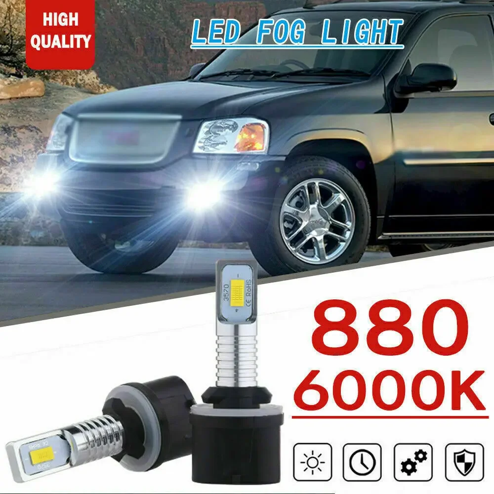 2x 880 70W LED Fog Lights 6000K White For GMC Envoy 2002-2009 GMC Envoy XL 2002-2006 Yukon 2001-2006 Jimmy 1996-2005 C1500 1999