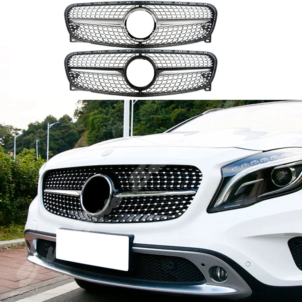 

Front Racing Billet Bumper Upper Facelift Grills For Mercedes Benz GLA- Class X156 GLA180 200 GLA220 2014 2015 2016 Diamond