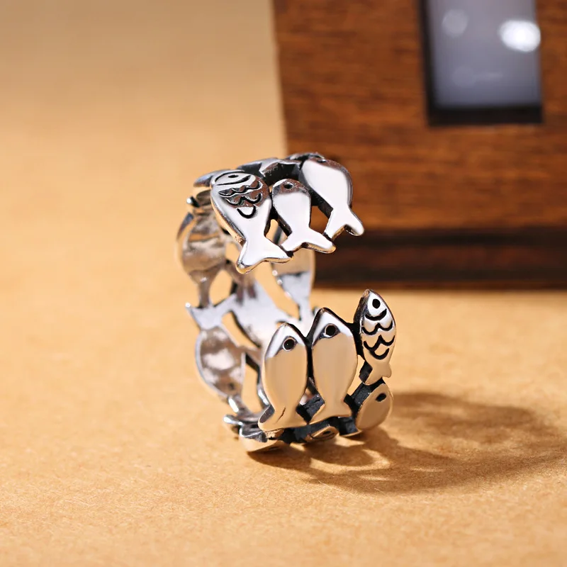 Moda 925 Sterling Silver Trzywarstwowe pierścionki rybne dla kobiet Regulowana luksusowa designerska biżuteria Oferty GaaBou — zdjęcie 5