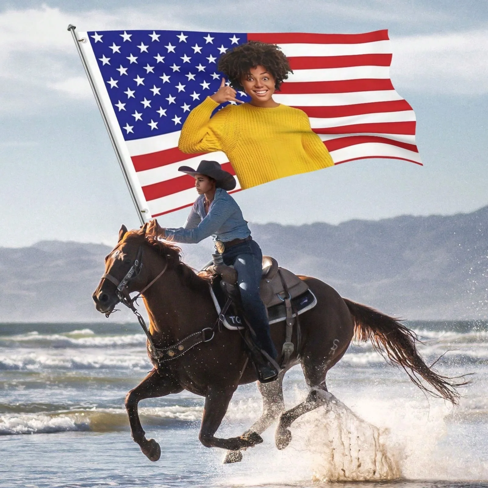 Personalized Custom Photo American Flag, Upload Your Image, Custom Picture Banner for Indoor Outdoor Party Home Decor