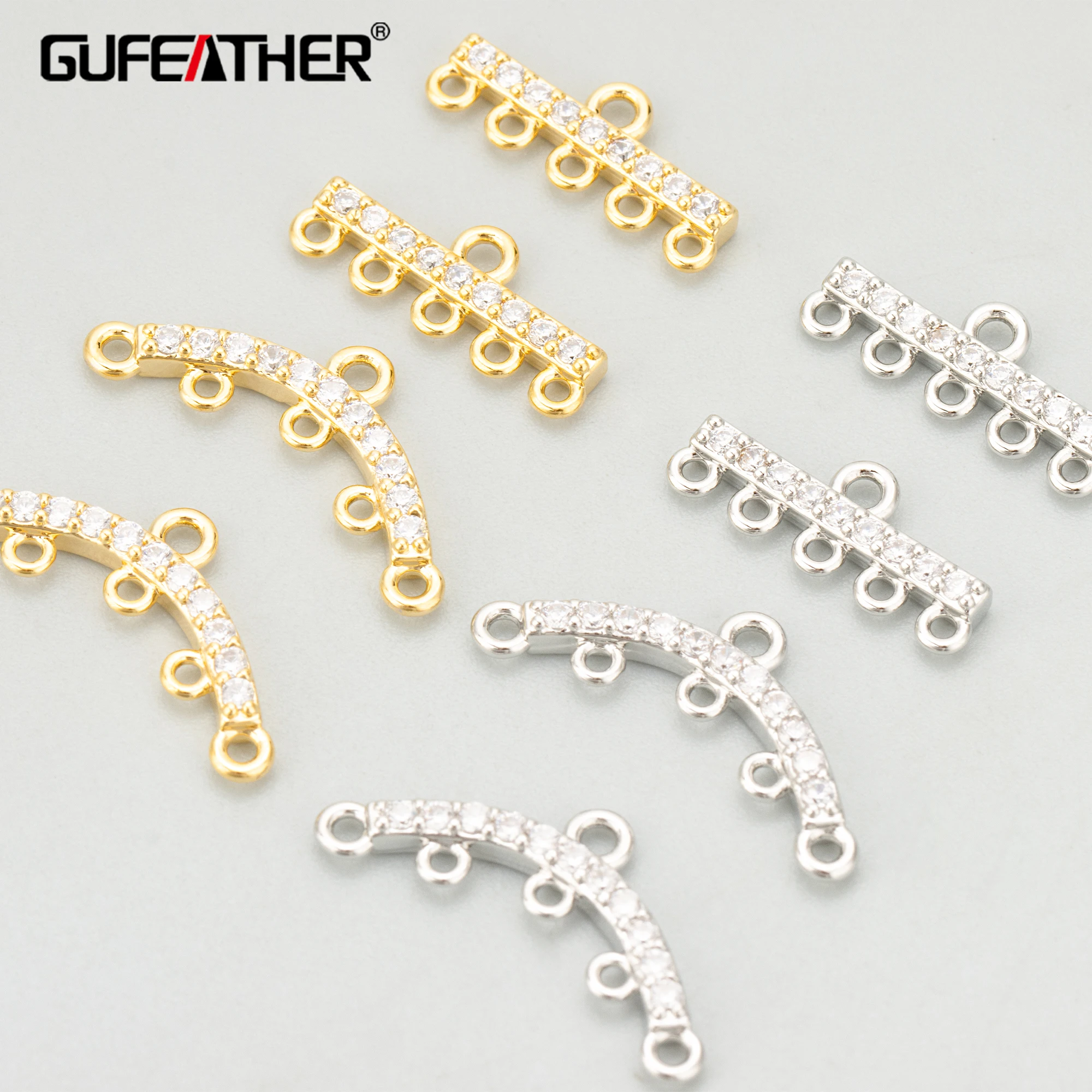 GUFEATHER,10pcs/lot,MG20,jewelry accessories,18k gold rhodium plated,copper,zircons,charms,rings,diy connector,jewelry making