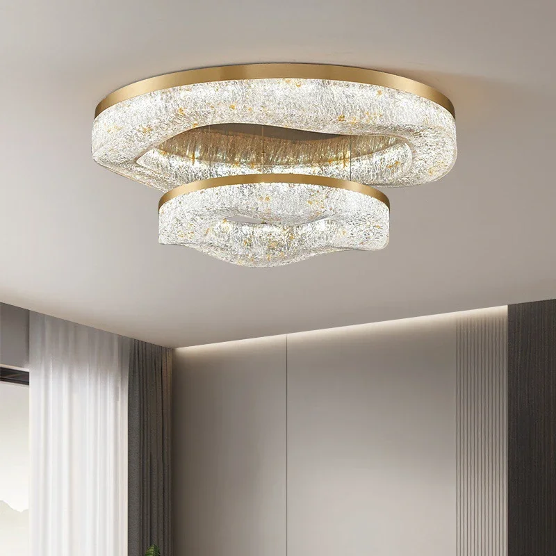 

Nordic Light Luxury Living Room Crystal Ceiling Light Glow Gold Round Copper Dining Room Home Decoration Lighting Fixture Led