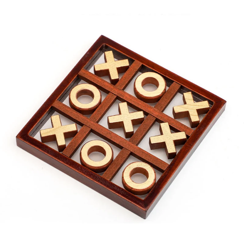 Parent-Child Interaction Wooden Board Game XO Tic Tac Toe Chess Funny Developing Intelligent Educational Toy Puzzles