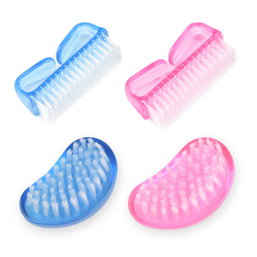 

KADS 4 Pcs Cleaning Nail Brush Set Acrylic Nail Brush Manicure Soft Brush Dust Remover Pedicure Care File Tool Pink Blue