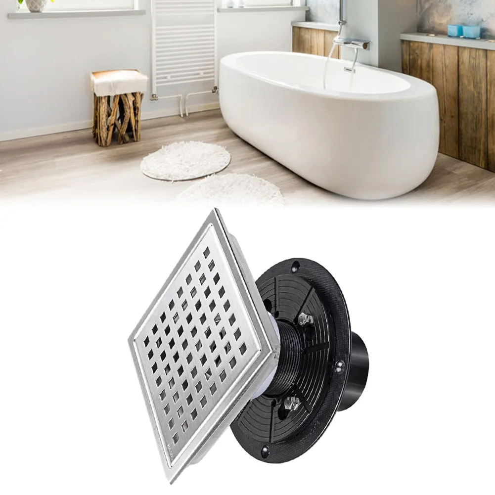 304 Stainless Steel Floor Drain with Water Seal Blocks Sewer Gas Fits 4 inch and 6 inch Pipes and Practical for Flooring