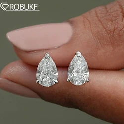 1-4CT Pear Cut Moissanite Earring for Women GRA Certified Simulated Diamond S925 Silver Plated 18k Gold Waterdrop Shape Stud Ear