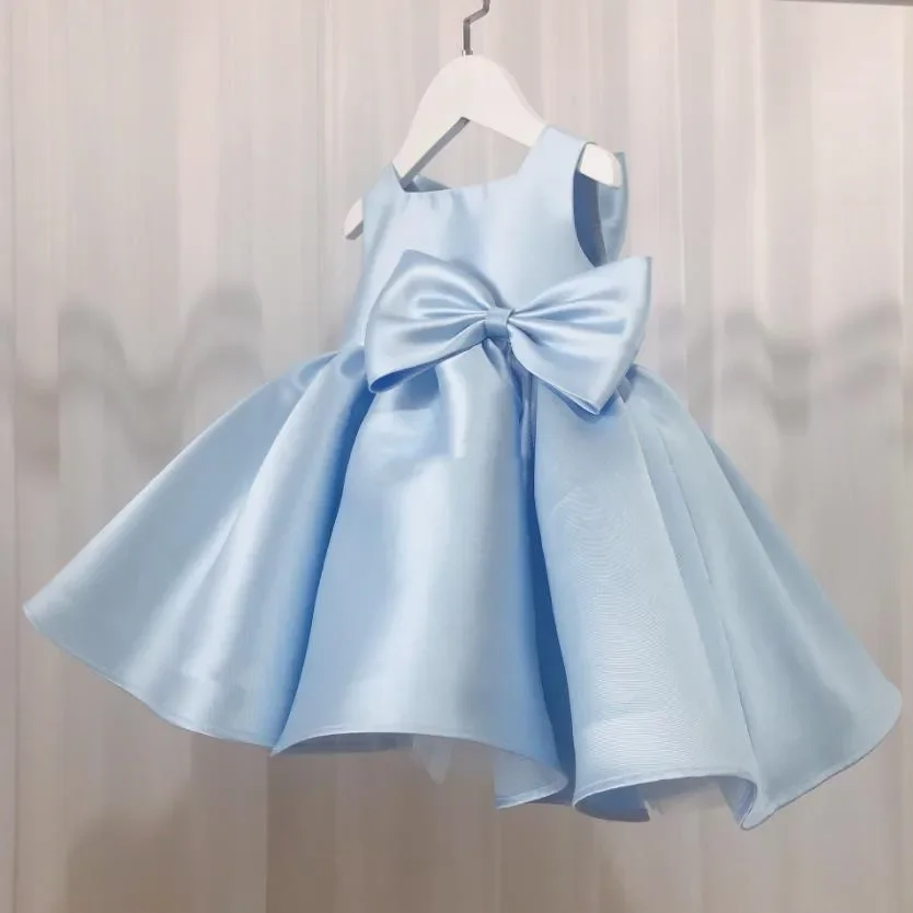 Baby Spanish Lolita Princess Ball Gown Bow Sleeveless Design Birthday Baptism Party Girls Dresses For Easter Eid A2386