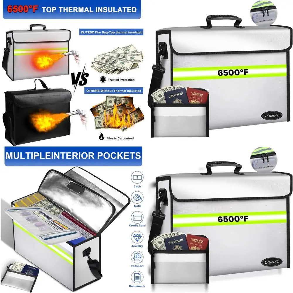 

Большой 6500 ° Изолированный водонепроницаемый органайзер для документов с замком, 10 слоев, съемные папки, портативный, для дома и путешествий (16,5x)