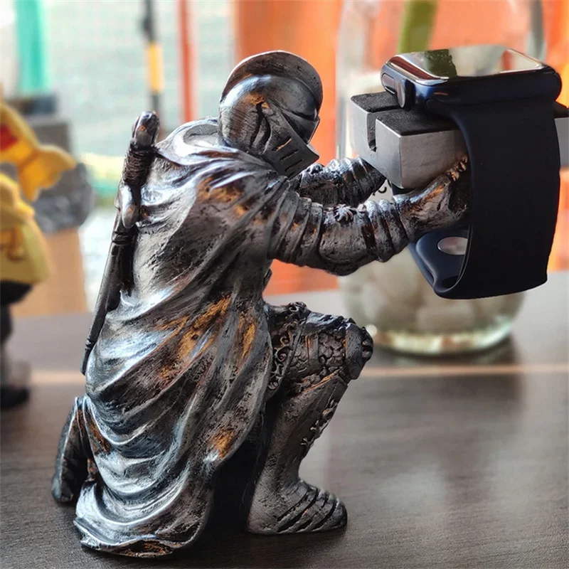 

Watch Stand for Apple Watch Charging Display Watch Holder Case Table Black Warrior Figurine Support Accesorios