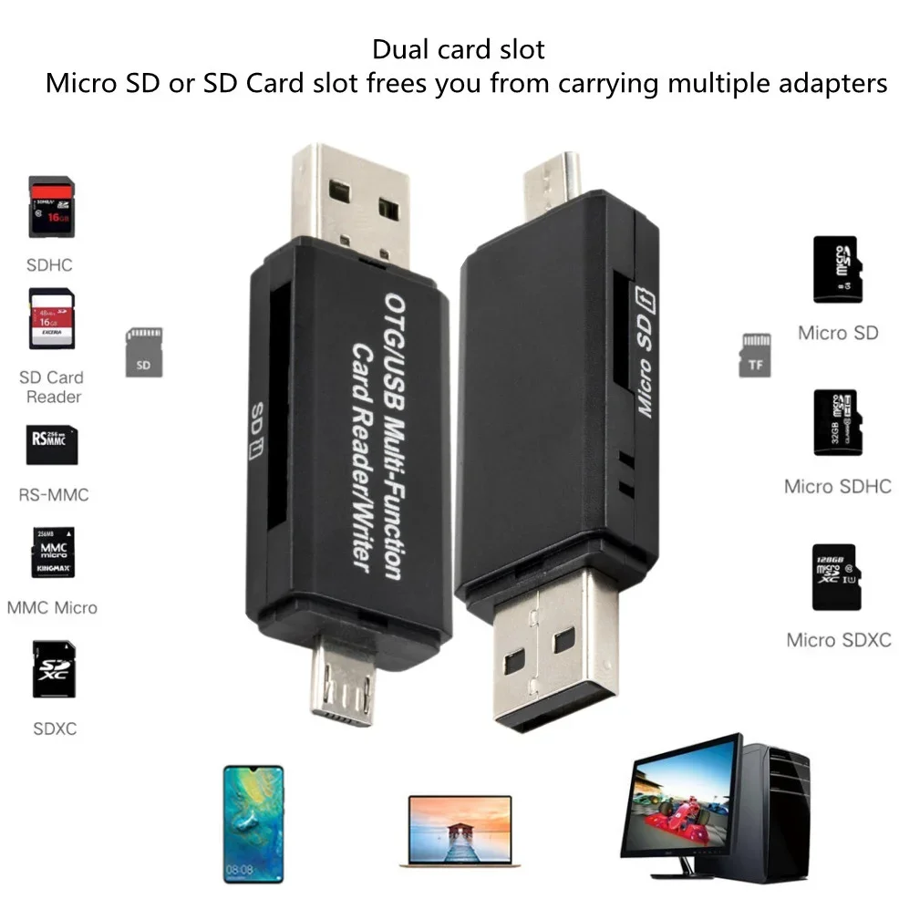 LccKaa OTG Card Reader Micro Sd/Sd Card Reader MINI USB 2.0 +OTG Micro SD/SDXC TF Card Reader Adapter U Disk laptop accessories