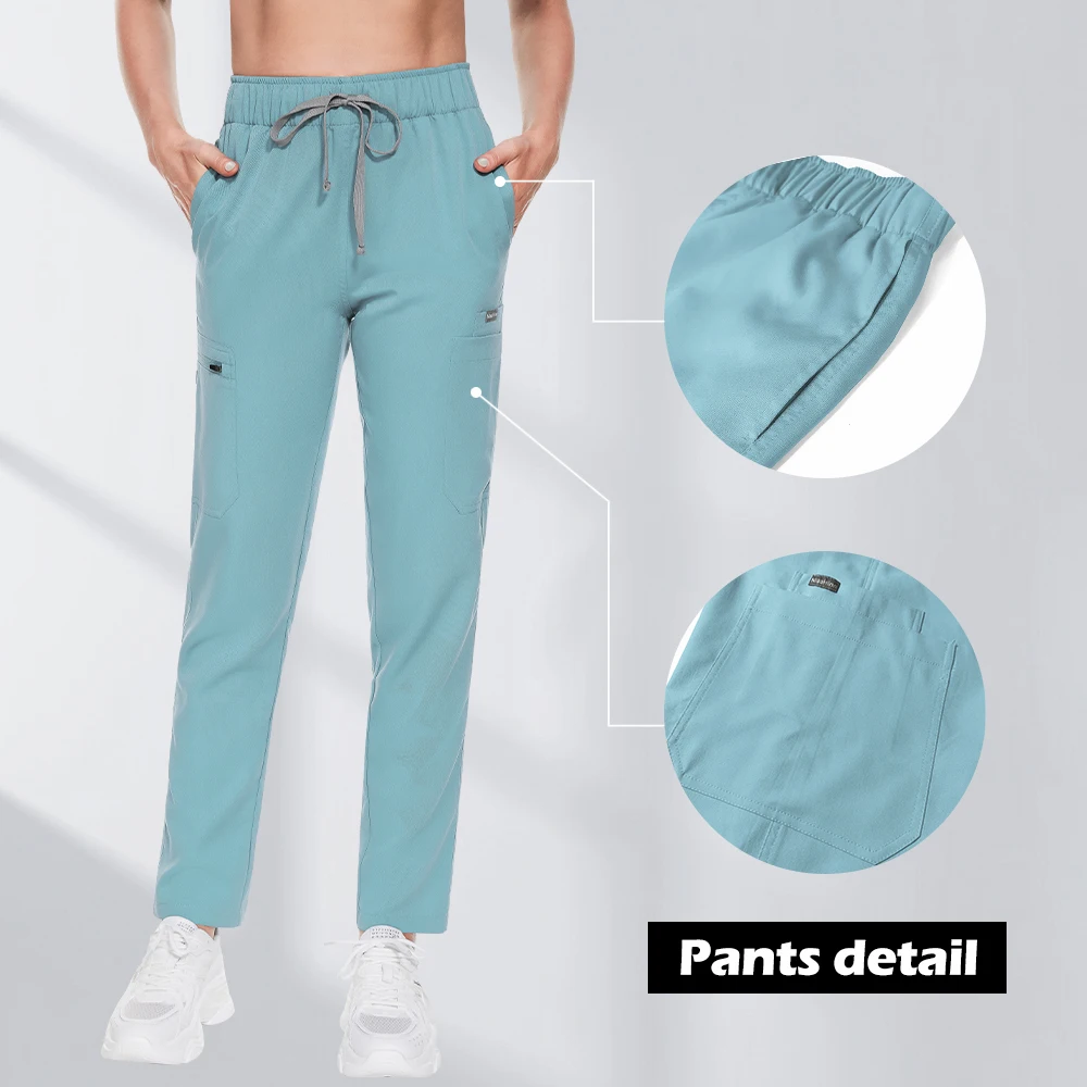 의료용 스크럽 유니폼 여성 간호사 스크럽 팬츠 포켓 스트레이트 팬츠 수술실 바지 위생복 간호 작업 바지