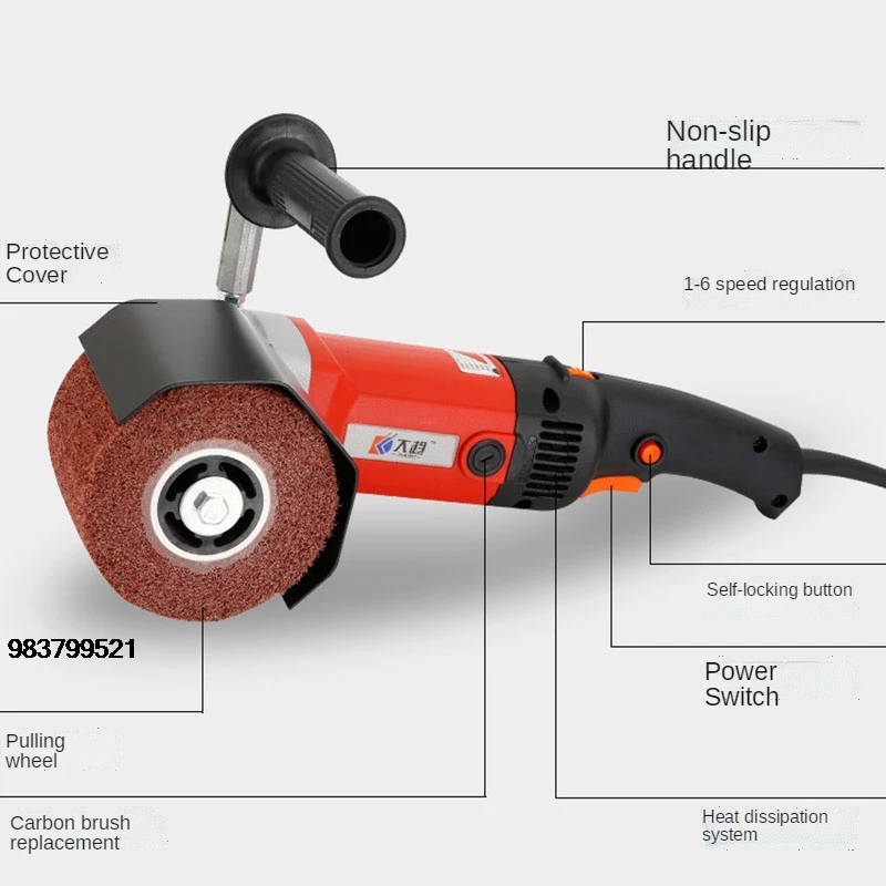 Consummate 2200w 버니싱 폴리싱 머신 3000rpm 산업용 폴리 셔 샌더 와이어 드로잉 머신 금속 목재 세라믹 NEW