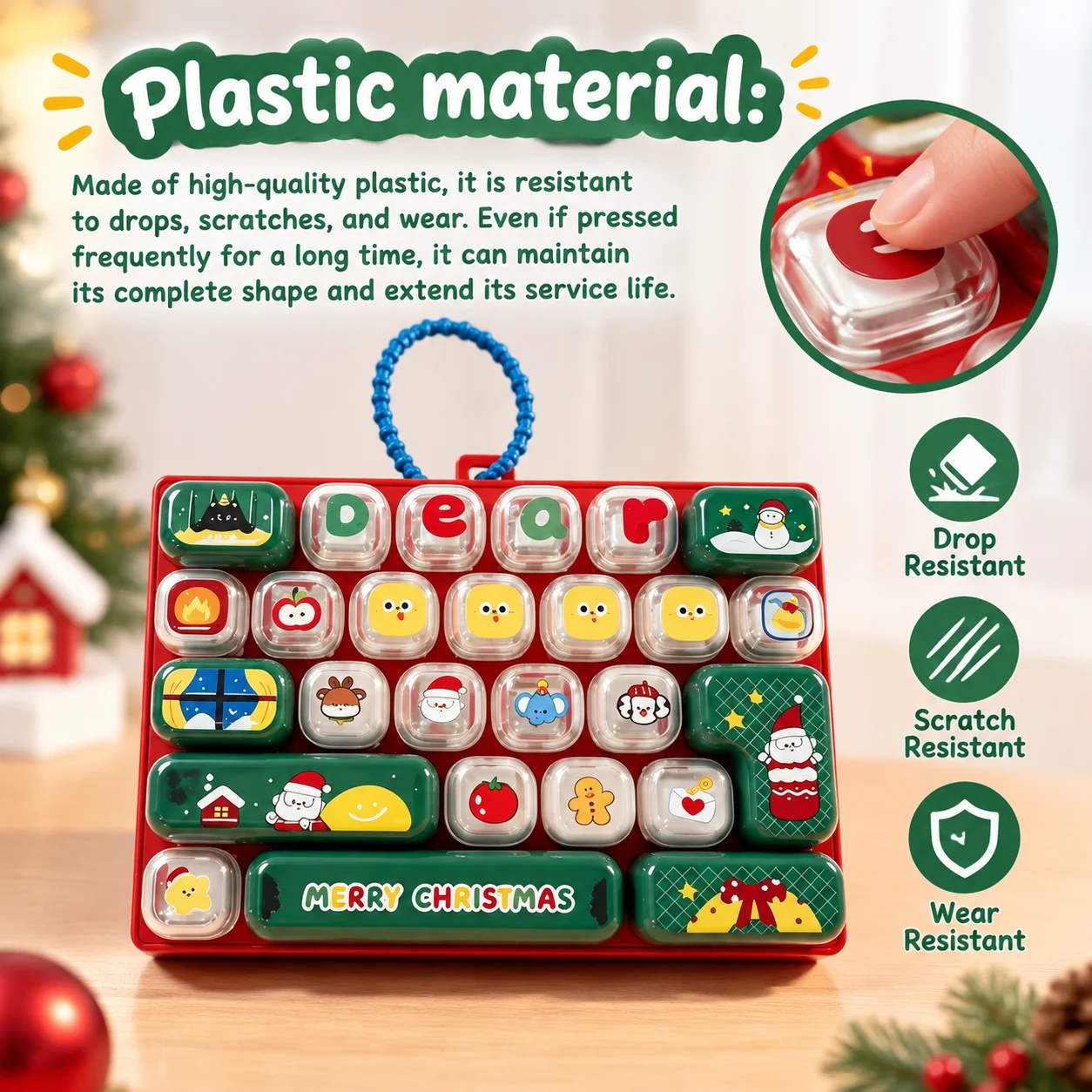26-Key Fidget Keyboard Toy Stress Relief Keyboard Cute Silicone Keyboards Silicone ABS Crisp Tactile Feel UV Printed Button Bag