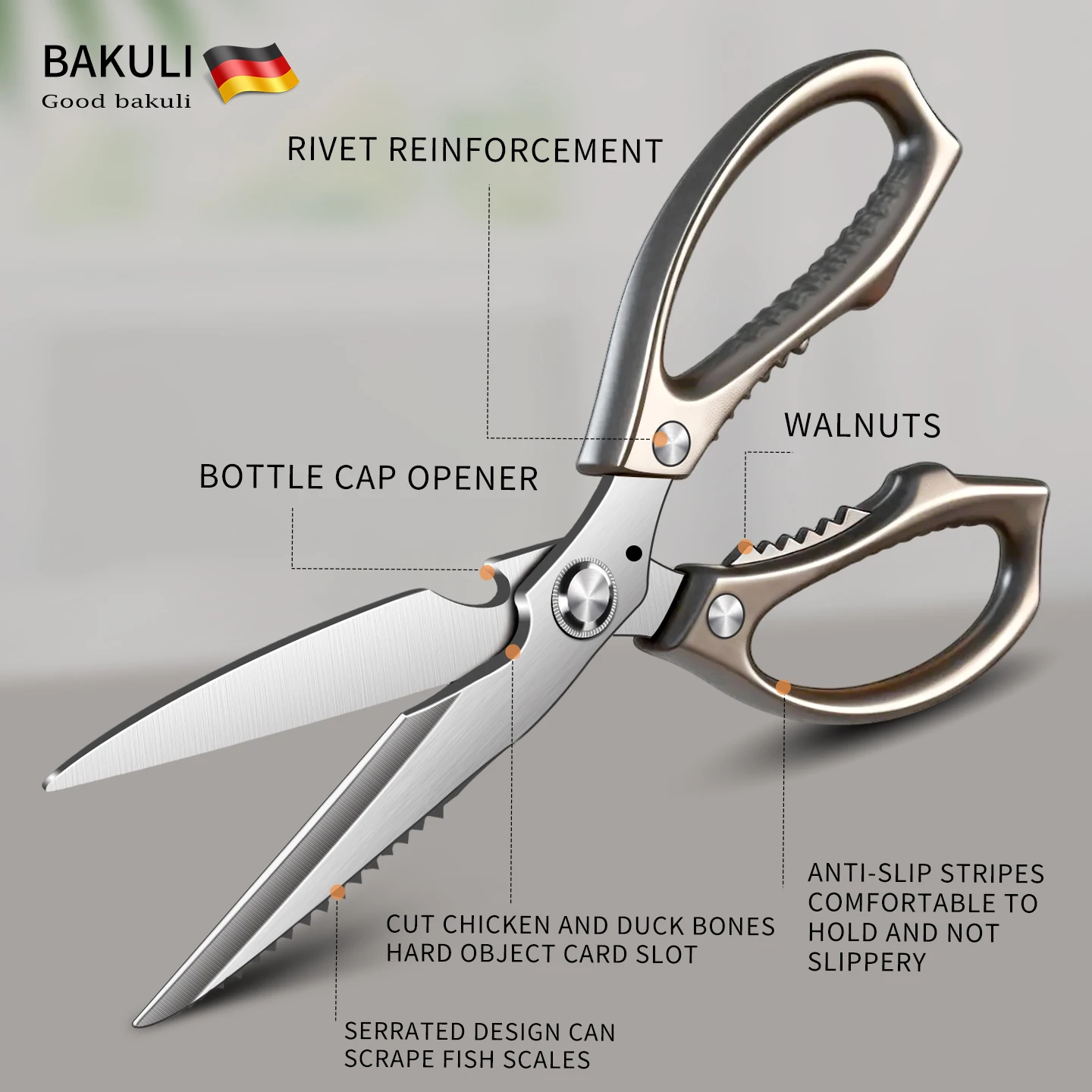 Sharp Stainless Steel Kitchen Scissors Fish Bone Remover Poultry Shears Multifunctional Meat Food Cutter Scissors For Kitchen