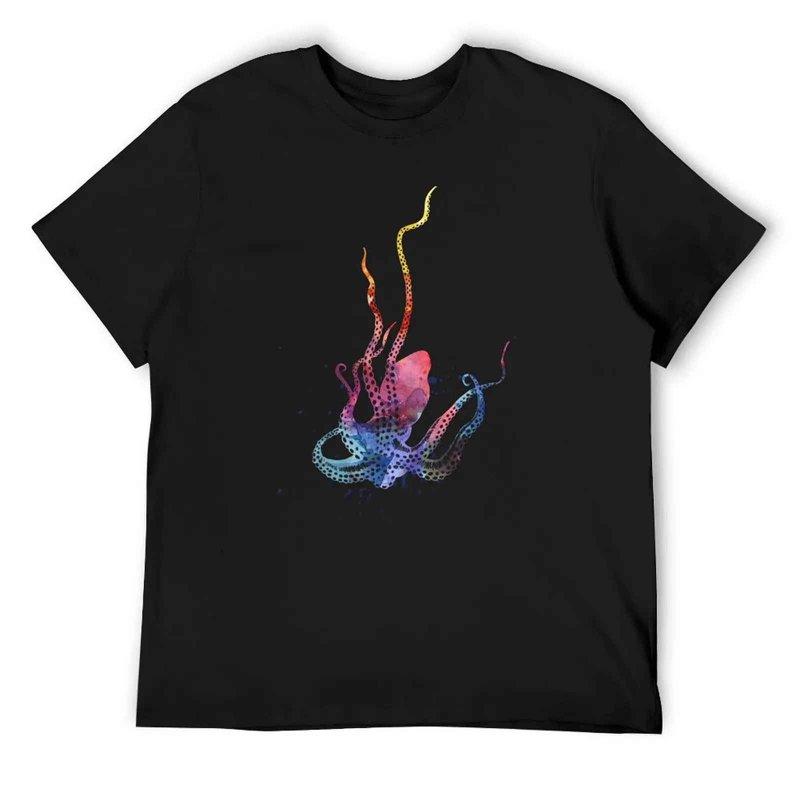 Акварельная футболка с изображением осьминога и морской живописи, рубашка на заказ, рубашки с аниме, мужские белые футболки