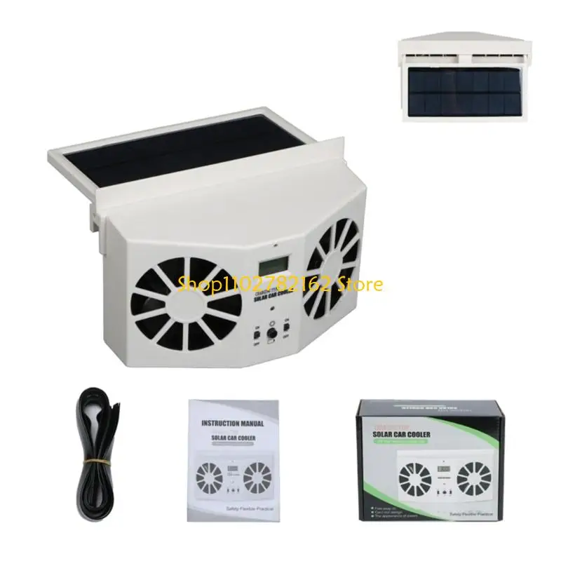 547B Solar Powered Parked Car Fan Auto Air Circulator with Button Control and Display