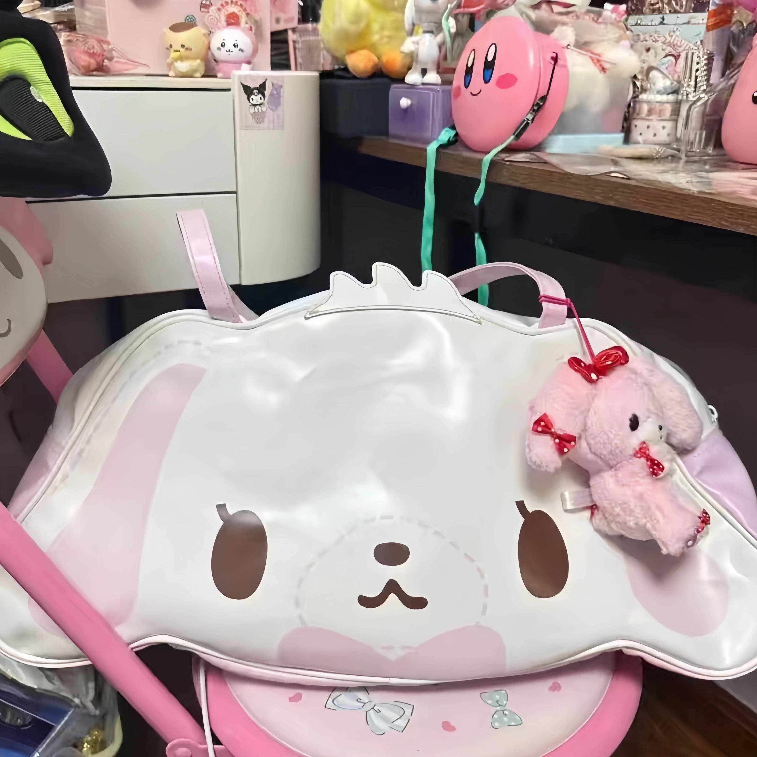 Kawaii Cute Sanrio Sugarbunnies Bag Pink Double Sided Pu Handbag Single Shoulder Bag With Large Capacity Ins Gift For Girls