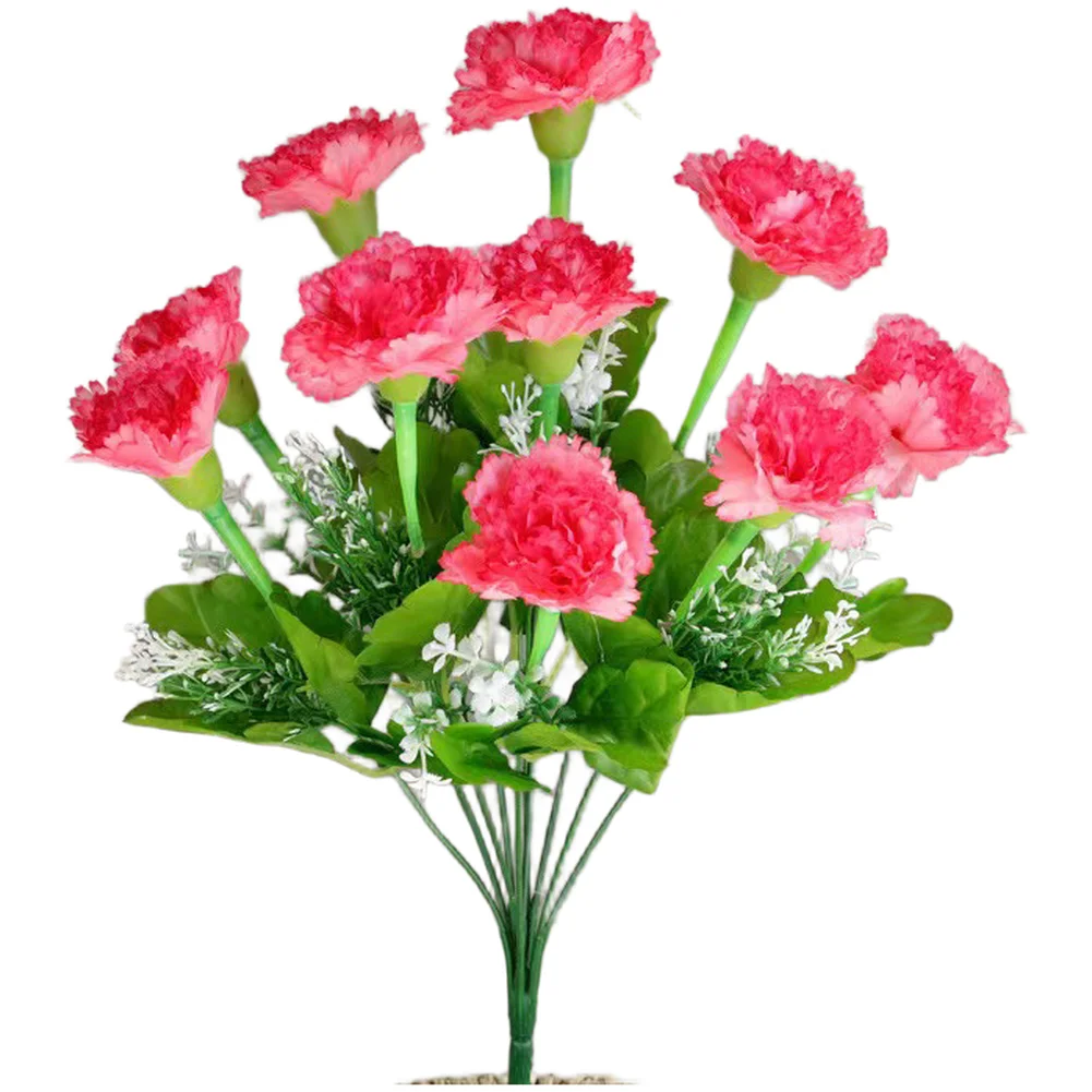 Artificial Flower Bouquet with 10 Silk Carnations for Modern For Home Decor Wedding Arch Decoration or Commercial Space Accent