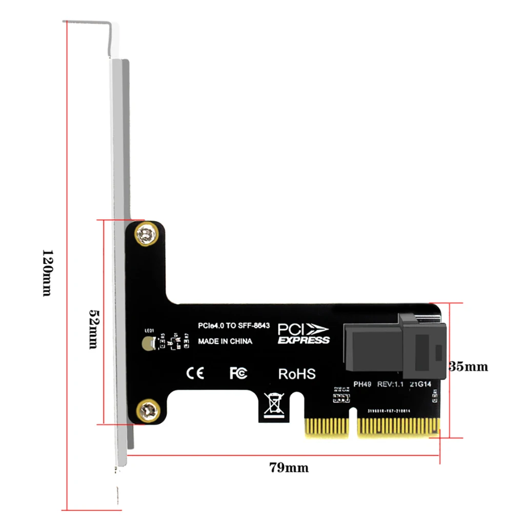 

Pcie 4.0 to SFF 8643 Adapter Card X4 X8 X16 for 2.5" NVME SSD Converter Hard Disk Expansion Card For Desktop PC