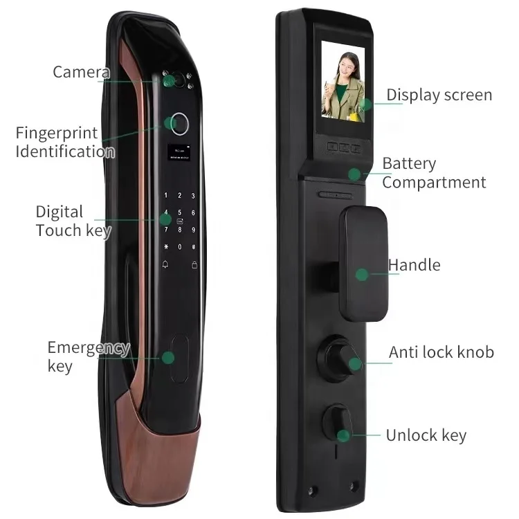 Smart Aluminum Alloy Door Lock with Built-in Tuya Application and Biometric Fingerprint Recognition,with Camera