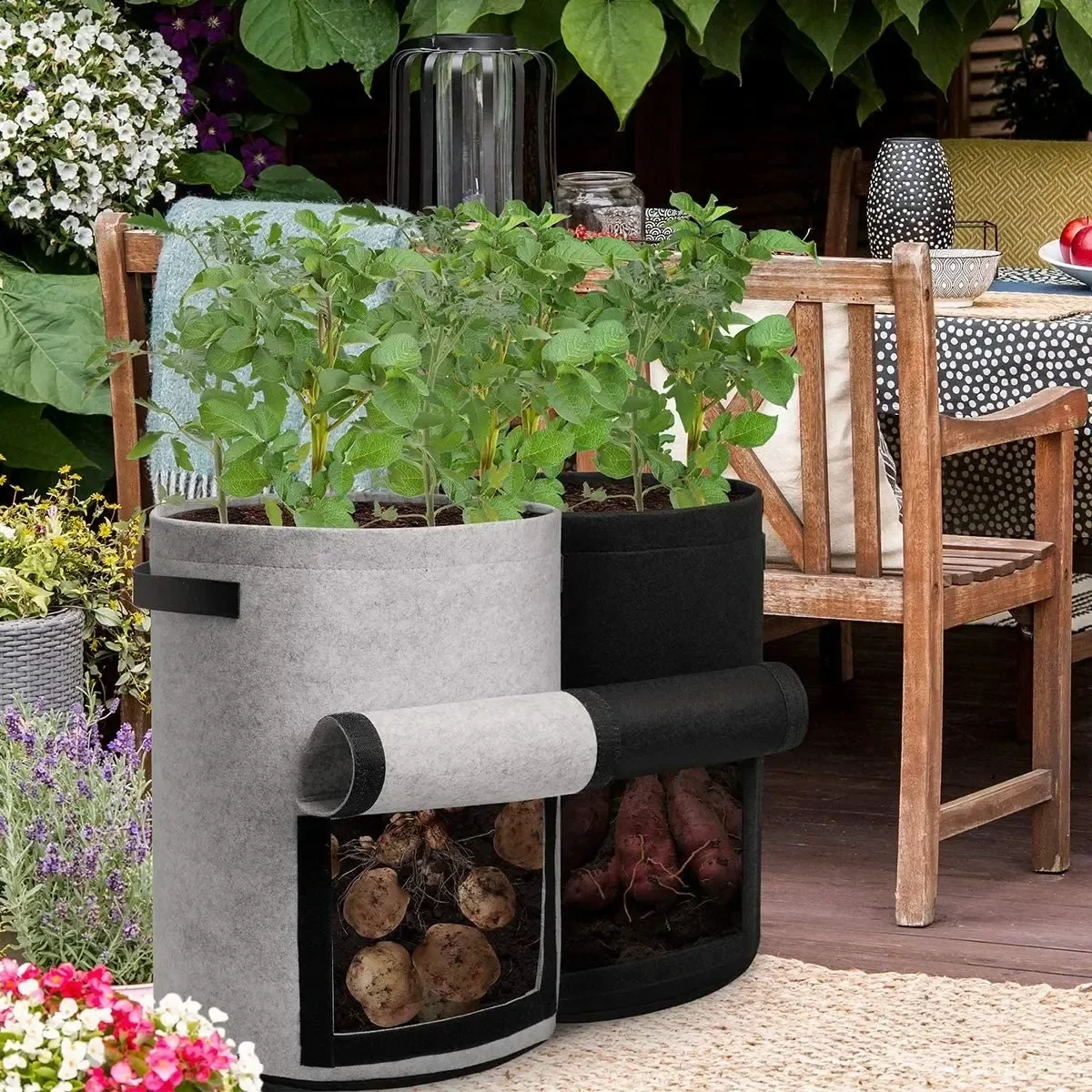 Reusable Garden Grow Bags for Vegetables  Potatoes Greenhouse Vertical Planting Moisturizing  Nonwoven Fabric Plant Grow Bags gallery 3