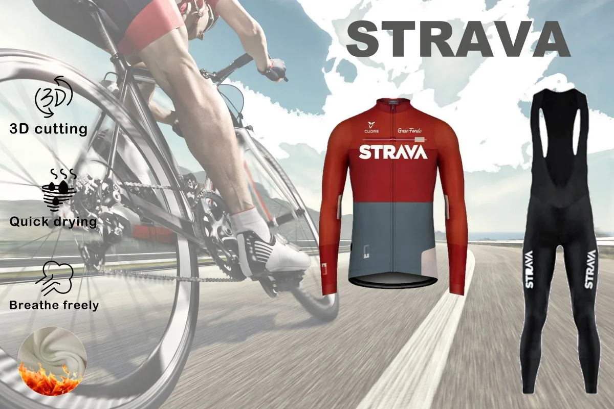 STRAVA Bikes, Road Bikes, Mountain Bikes, Men's Jackets, Winter Fleece Long Sleeve Bike Tracksuits